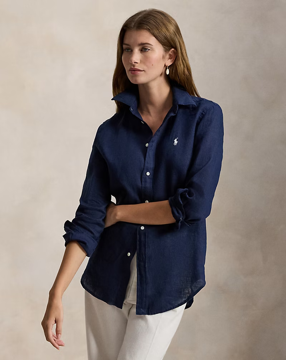 Polo Ralph Lauren Classic Fit Linen Shirt Navy Size M 3032